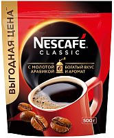 Кофе растворимый сублимированный Nescafe Classic с добавлением молотого 500 г